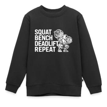 Squat Bench Deadlift Repeat 8 - Kinder Premium Organic Sweatshirt - Schwarz - Vorne - AI Model Kid Female (0cm)