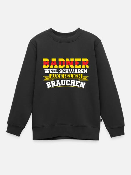 Baden Geschenkidee | Badner Badisch Badener Flagge - Kinder Premium Organic Sweatshirt - Schwarz