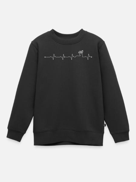 Heartbeat Deer - Kids Premium Organic Sweatshirt - black
