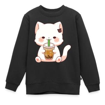 Chat mignon #2 - Sweat Premium enfant bio - noir - Devant - AI Model Kid Female (0cm)