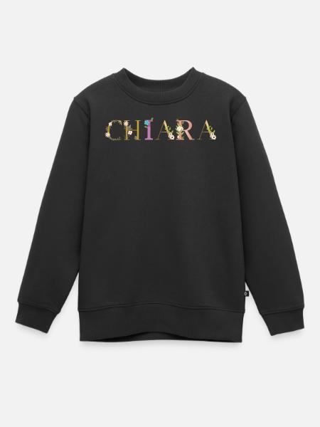 Le nom de CHIARA est orné de fleurs - Sweat Premium enfant bio - noir
