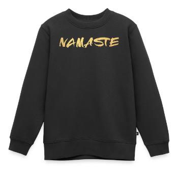 Yoga Namaste Gold Handwriting Deluxe Meditation om - Kids Premium Organic Sweatshirt - black - Front - AI Model Kid Female (0cm)
