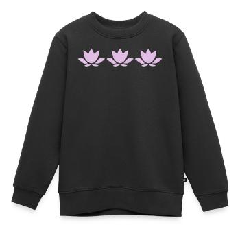 Fleur de lotus, fleur de lotus, fleur de lotus, yoga aux fleurs pastel - Sweat Premium enfant bio - noir - Devant - AI Model Kid Female (0cm)