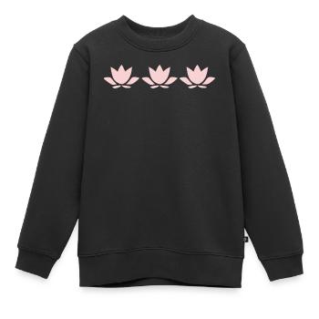 Fleur de lotus, fleur de lotus, fleur de lotus, yoga aux fleurs pastel - Sweat Premium enfant bio - noir - Devant - AI Model Kid Female (0cm)