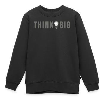 Think big - Glühbirne Motiv & Schriftzug - Kinder Premium Organic Sweatshirt - Schwarz - Vorne - AI Model Kid Female (0cm)