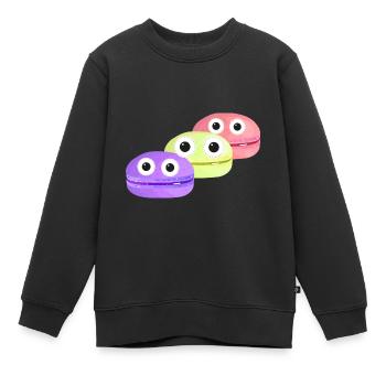 macarons,gebäck,kekse,comic - Kinder Premium Organic Sweatshirt - Schwarz - Vorne - AI Model Kid Female (0cm)
