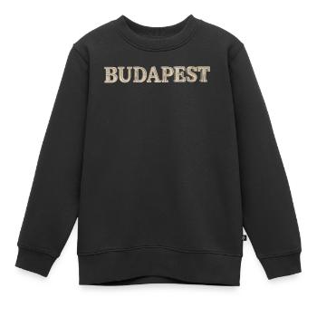 BUDAPEST – Architectural Stone Typography - Kinder Premium Organic Sweatshirt - Schwarz - Vorne - AI Model Kid Female (0cm)