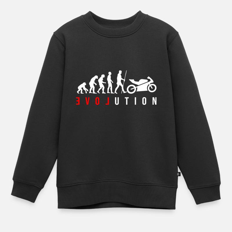Die Evolution der Menschheit ist das Motorrad - Kinder Premium Organic Sweatshirt - Schwarz