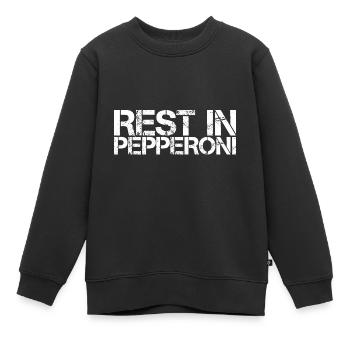 Repos dans le pepperoni 3 - Sweat Premium enfant bio - noir - Devant - AI Model Kid Female (0cm)