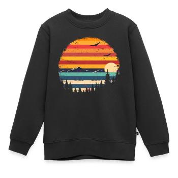 Sunset Forest Mountain Outdoor Retro 80s Vintage 3 - Kinder Premium Organic Sweatshirt - Schwarz - Vorne - AI Model Kid Female (0cm)