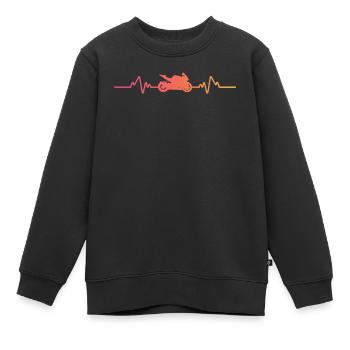 Motorcycle Biker Sunset Heartbeat Motorcycle - Kids Premium Organic Sweatshirt - black - Front - AI Model Kid Female (0cm)