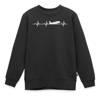 Avion à fréquence cardiaque - Sweat Premium enfant bio - noir - Devant - AI Model Kid Female (0cm)