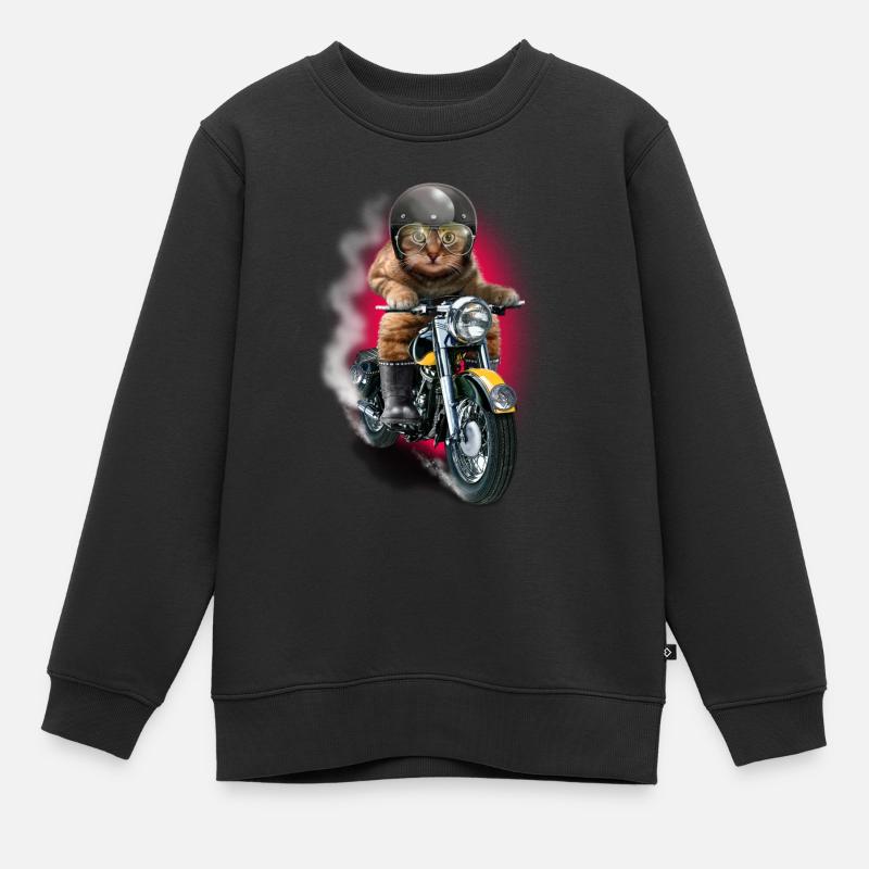 CAT RIDER - Sweat Premium enfant bio - noir