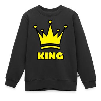 king - Kinder Premium Organic Sweatshirt - Schwarz - Vorne - AI Model Kid Female (0cm)