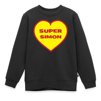 Super-Simon - Kinder Premium Organic Sweatshirt - Schwarz - Vorne - AI Model Kid Female (0cm)