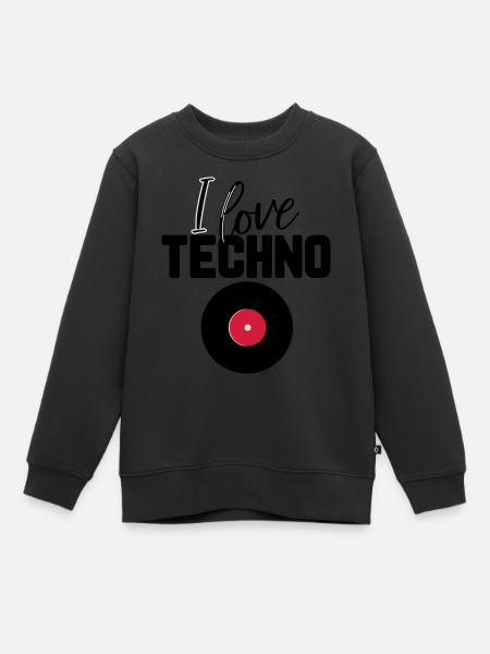 J'adore la techno - Sweat Premium enfant bio - noir