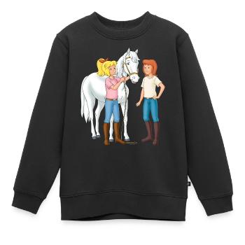Bibi und Tina mit Sabrina - Kinder Premium Organic Sweatshirt - Schwarz - Vorne - AI Model Kid Female (0cm)