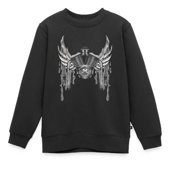 Fliegender Motorrad Motor - Kinder Premium Organic Sweatshirt - Schwarz - Vorne - AI Model Kid Female (0cm)
