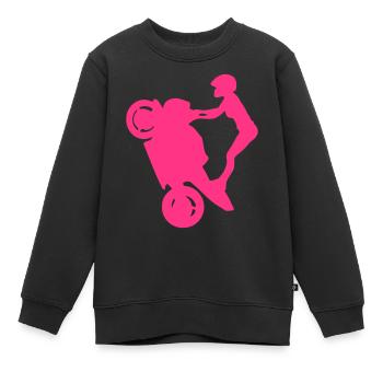 smash stunts femme moto 32 - Sweat Premium enfant bio - noir - Devant - AI Model Kid Female (0cm)