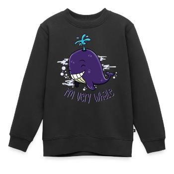 I'm very whale - Sweat Premium enfant bio - noir - Devant - AI Model Kid Female (0cm)