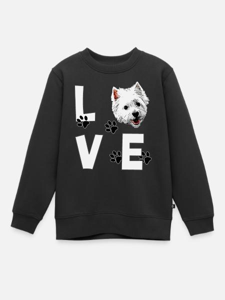 J'aime le chien Westie West Highland White Terrier - Sweat Premium enfant bio - noir