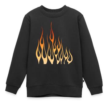 feu flamme flame 29052 C - Sweat Premium enfant bio - noir - Devant - AI Model Kid Female (0cm)