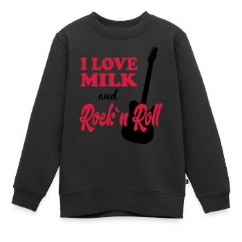 Enfant Bébé Anniversaire Dictons Lait Rockn Roll - Sweat Premium enfant bio - noir - Devant - AI Model Kid Female (0cm)