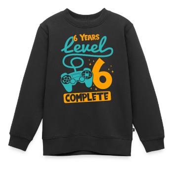 6th Birthday Level 6 Complete 6 Years Gift - Kids Premium Organic Sweatshirt - black - Front - AI Model Kid Female (0cm)