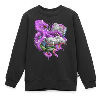 Lire La bibliothèque poulpe - Sweat Premium enfant bio - noir - Devant - AI Model Kid Female (0cm)