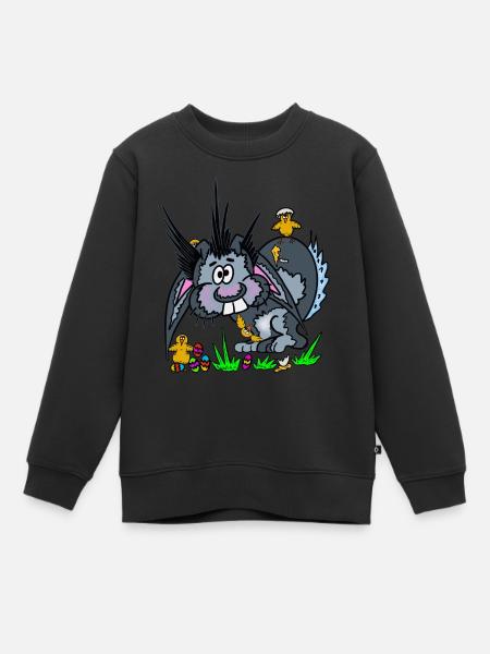 Paashaas met Kueken - Kinder Premium sweater biologisch - zwart