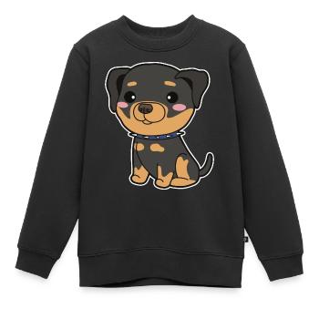 M. Rottweiler - Sweat Premium enfant bio - noir - Devant - AI Model Kid Female (0cm)