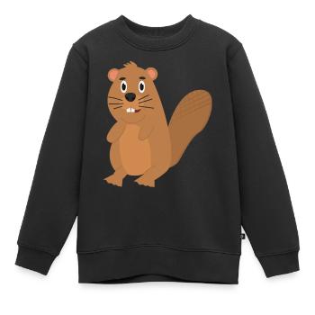 Biber - Kinder Premium Organic Sweatshirt - Schwarz - Vorne - AI Model Kid Female (0cm)