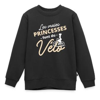 Les vraies Princesses font du vélo - Bicyclette - Sweat Premium enfant bio - noir - Devant - AI Model Kid Female (0cm)