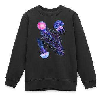 Qualle - Kinder Premium Organic Sweatshirt - Schwarz - Vorne - AI Model Kid Female (0cm)