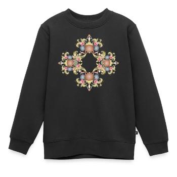 Ornement baroque avec pétoncles et roses - Sweat Premium enfant bio - noir - Devant - AI Model Kid Female (0cm)