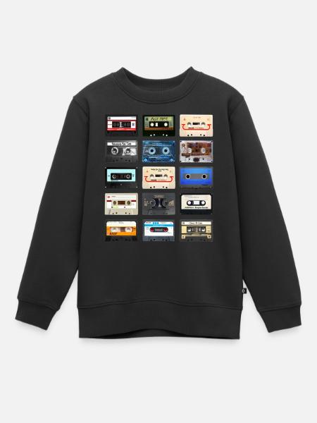 Retro Kassetten - Kinder Premium Organic Sweatshirt - Schwarz