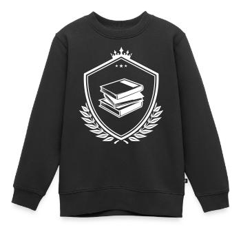 Bücher lernen wappen - Kinder Premium Organic Sweatshirt - Schwarz - Vorne - AI Model Kid Female (0cm)