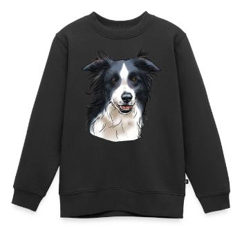 Tête de border collie (pour textiles clairs) - Sweat Premium enfant bio - noir - Devant - AI Model Kid Female (0cm)