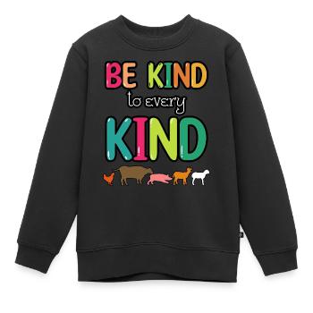 Vegan Vegetarier Freunde Kuh Schwein I Geschenk - Kinder Premium Organic Sweatshirt - Schwarz - Vorne - AI Model Kid Female (0cm)