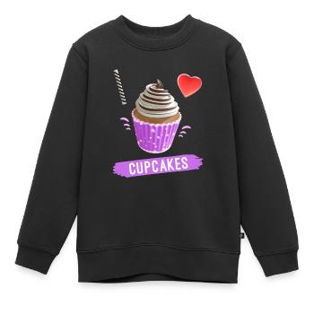 Süßer Cupcake Backen "I Love Cupcakes" - Kinder Premium Organic Sweatshirt - Schwarz - Vorne - AI Model Kid Female (0cm)