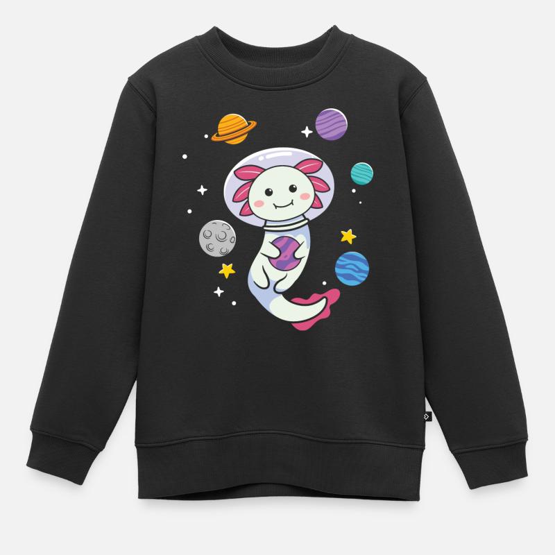Axolotl dans les étoiles - Sweat Premium enfant bio - noir
