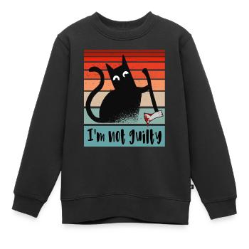 Ich bin unschuldig, Katze mit blutiger Axt - Kinder Premium Organic Sweatshirt - Schwarz - Vorne - AI Model Kid Female (0cm)