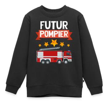 Bébé et Enfant Futur pompier Mon Petit héros - Sweat Premium enfant bio - noir - Devant - AI Model Kid Female (0cm)