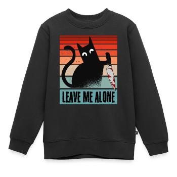 Lass mich in Ruhe, Katze mit Messer - Kinder Premium Organic Sweatshirt - Schwarz - Vorne - AI Model Kid Female (0cm)