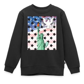 États-Unis, Statue de la Liberté - Sweat Premium enfant bio - noir - Devant - AI Model Kid Female (0cm)