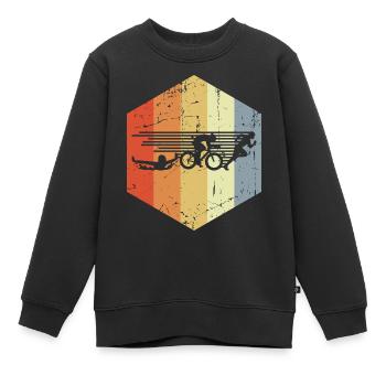 Retro Vintage Triathlon - Kinder Premium Organic Sweatshirt - Schwarz - Vorne - AI Model Kid Female (0cm)