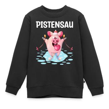 Pistensau Ski fahren Urlaub Geschenk - Kinder Premium Organic Sweatshirt - Schwarz - Vorne - AI Model Kid Female (0cm)
