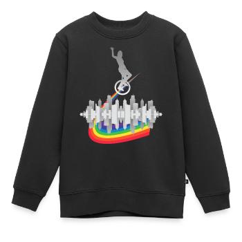 Monocycle monocycle monocycle monocycle - Sweat Premium enfant bio - noir - Devant - AI Model Kid Female (0cm)