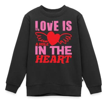 L’AMOUR EST UN TROU DANS LE CŒUR - Sweat Premium enfant bio - noir - Devant - AI Model Kid Female (0cm)