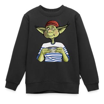 Korrigan breizh - Sweat Premium enfant bio - noir - Devant - AI Model Kid Female (0cm)